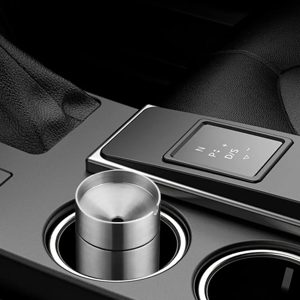 Car Ashtray with Lid Metal Auto Ashtray Smell Proof Cigarette Ashtray Stainless Steel Cigarette Ash Holder for Outdoor Travel
