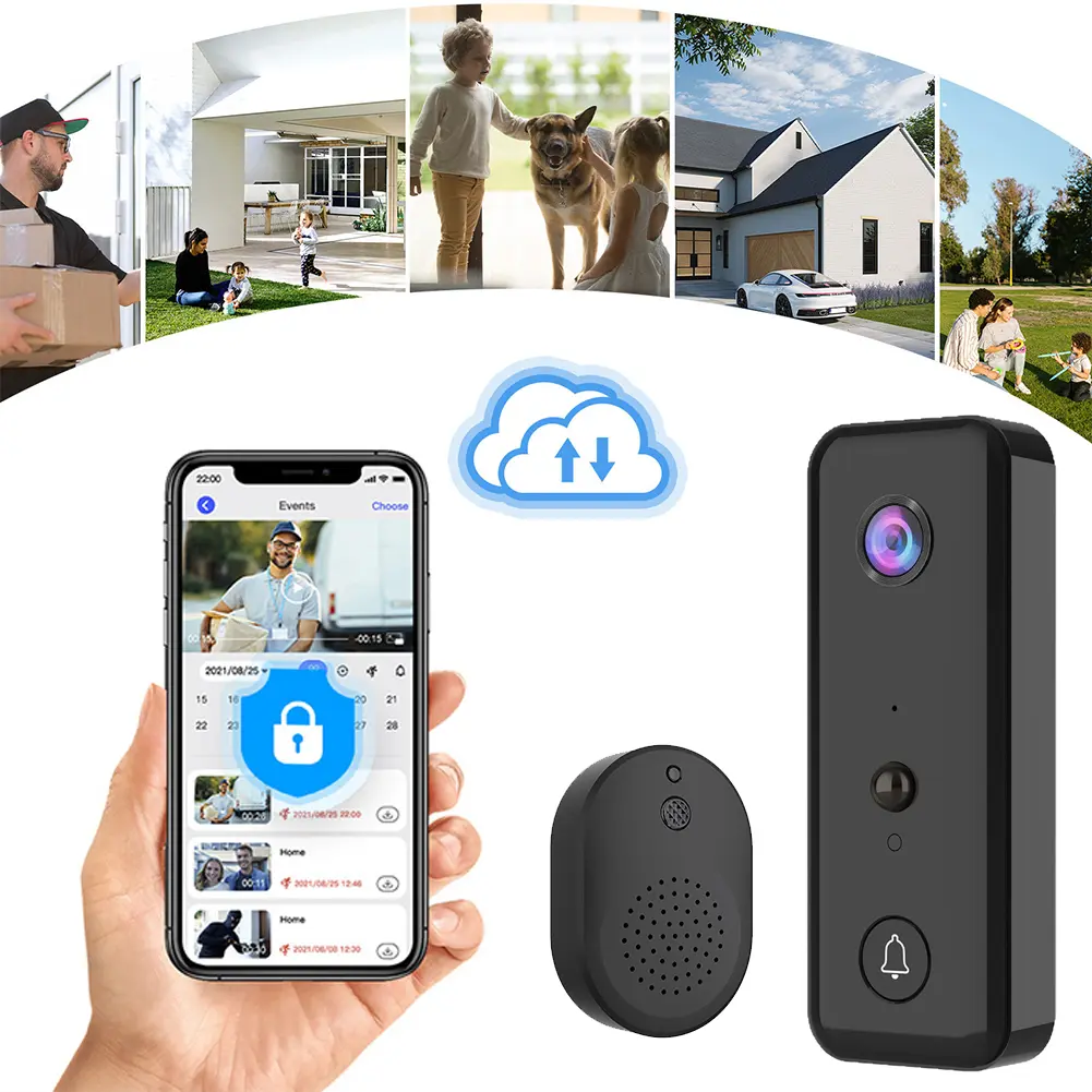 Video Doorbell Camera 2-Way Audio Wireless Video Doorbell PIR Motion Detection for Home Office