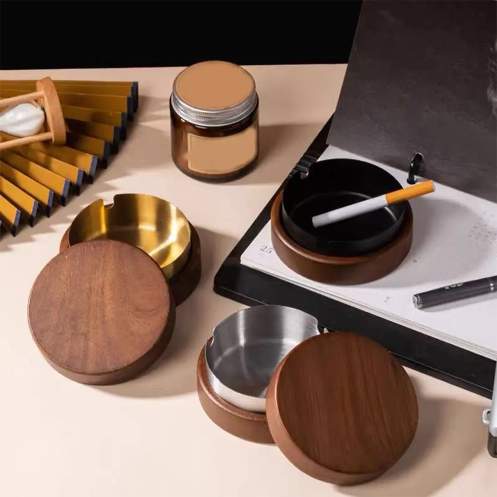 Stainless Steel Liner Ash Tray with Lid Cool Ashtray for Indoor Or Outdoor Use Patio Office & Home
