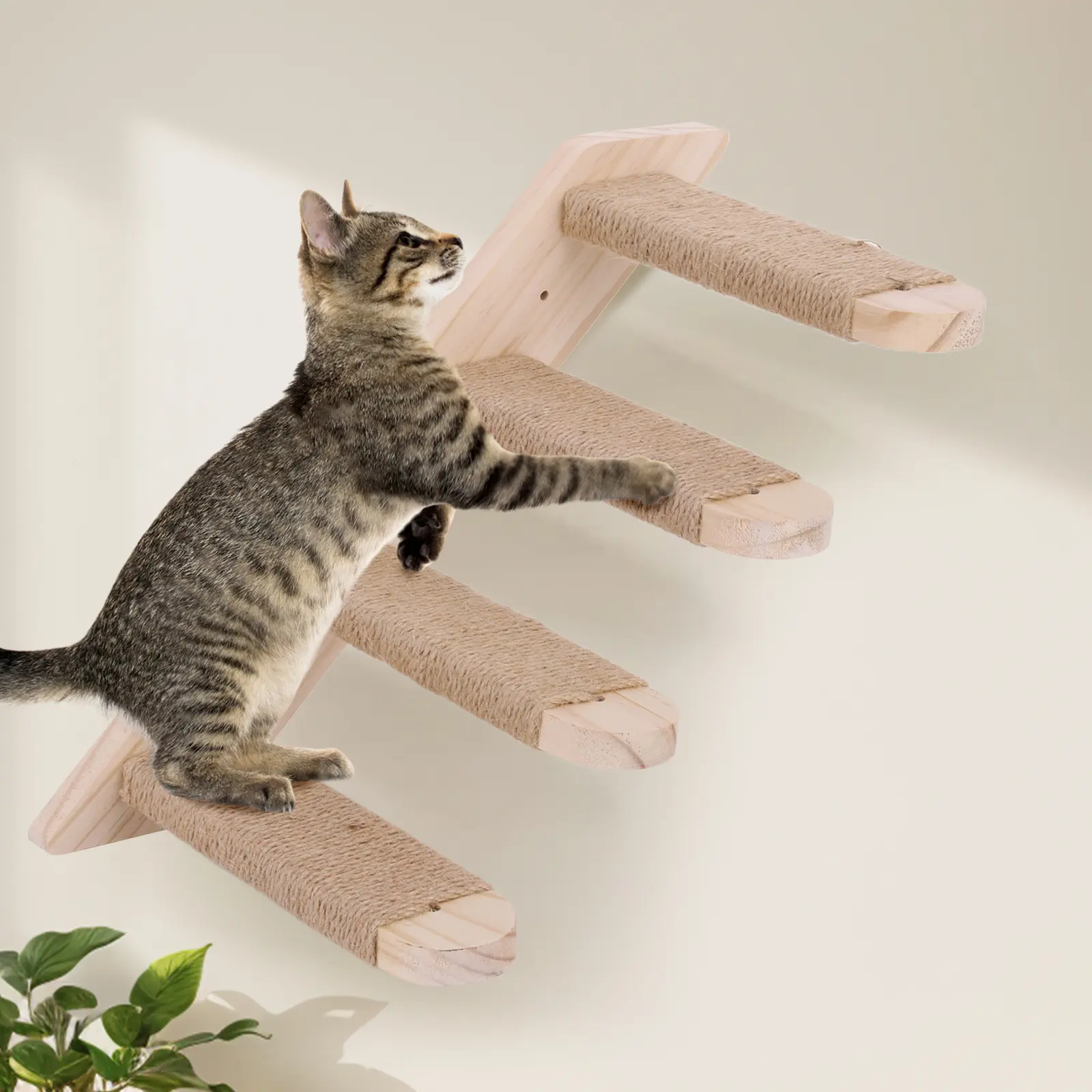 Cat Climbing Shelf Wooden Cat Wall Shelves Wall Mounted Cat Climbing Ladder for Cats Perch Shelves