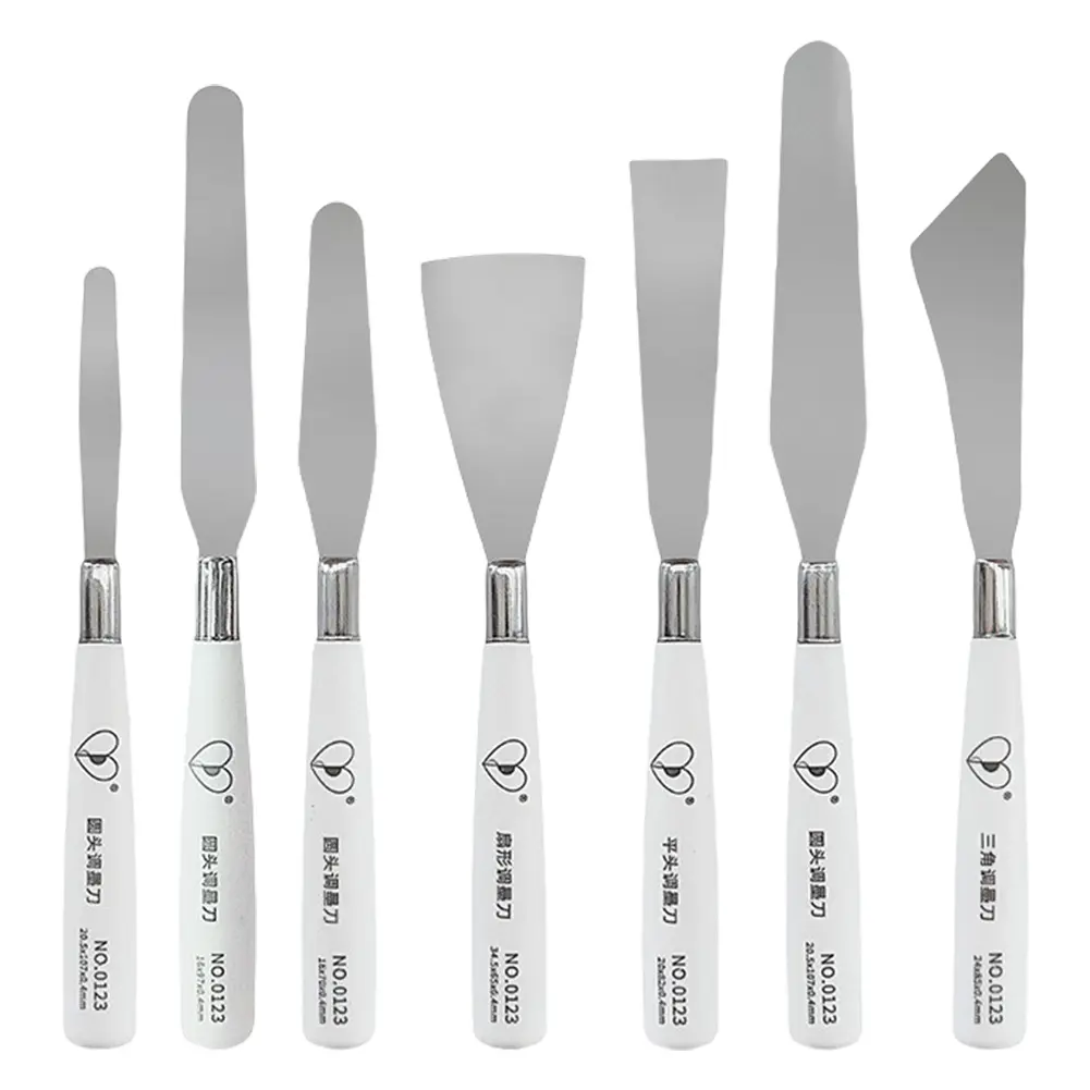 7 Pcs Oil Painting Knife Stainless Steel Paint Palette Knife Oil Paint Metal Knives Art Gouache Paint Painting Scraper Art Tools