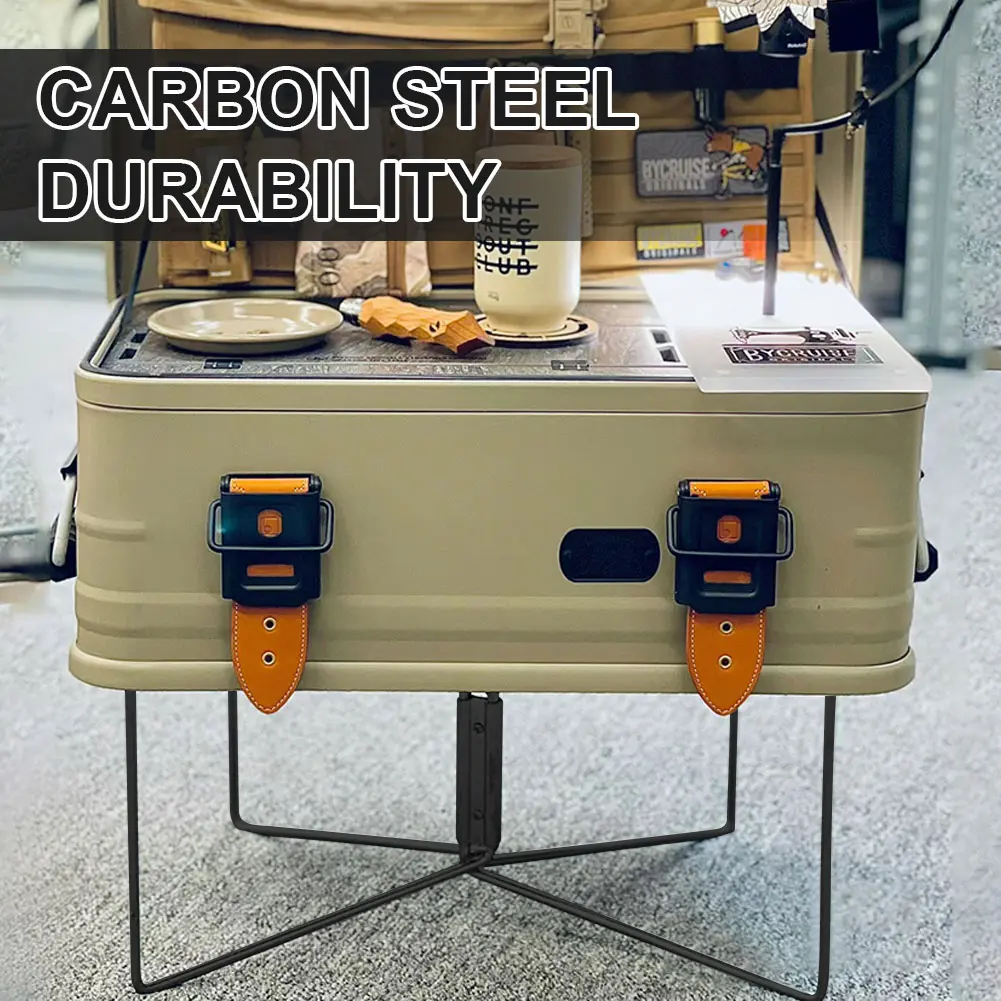 Camping Foldable Metal Stand Stainless Steel Aluminum Alloy Box Stand Organizer Box Folding Stand for Outdoor Picnic Fishing