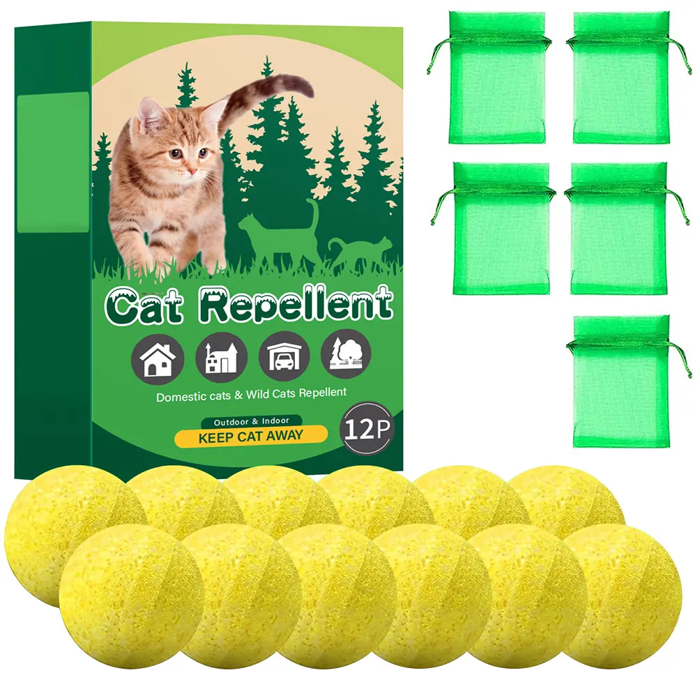 12Pcs Cat Repellent Natural Peppermint Oil Cat & Dog Nature Repellent To Keep Feral Cats Stray Dogs Out of Yard