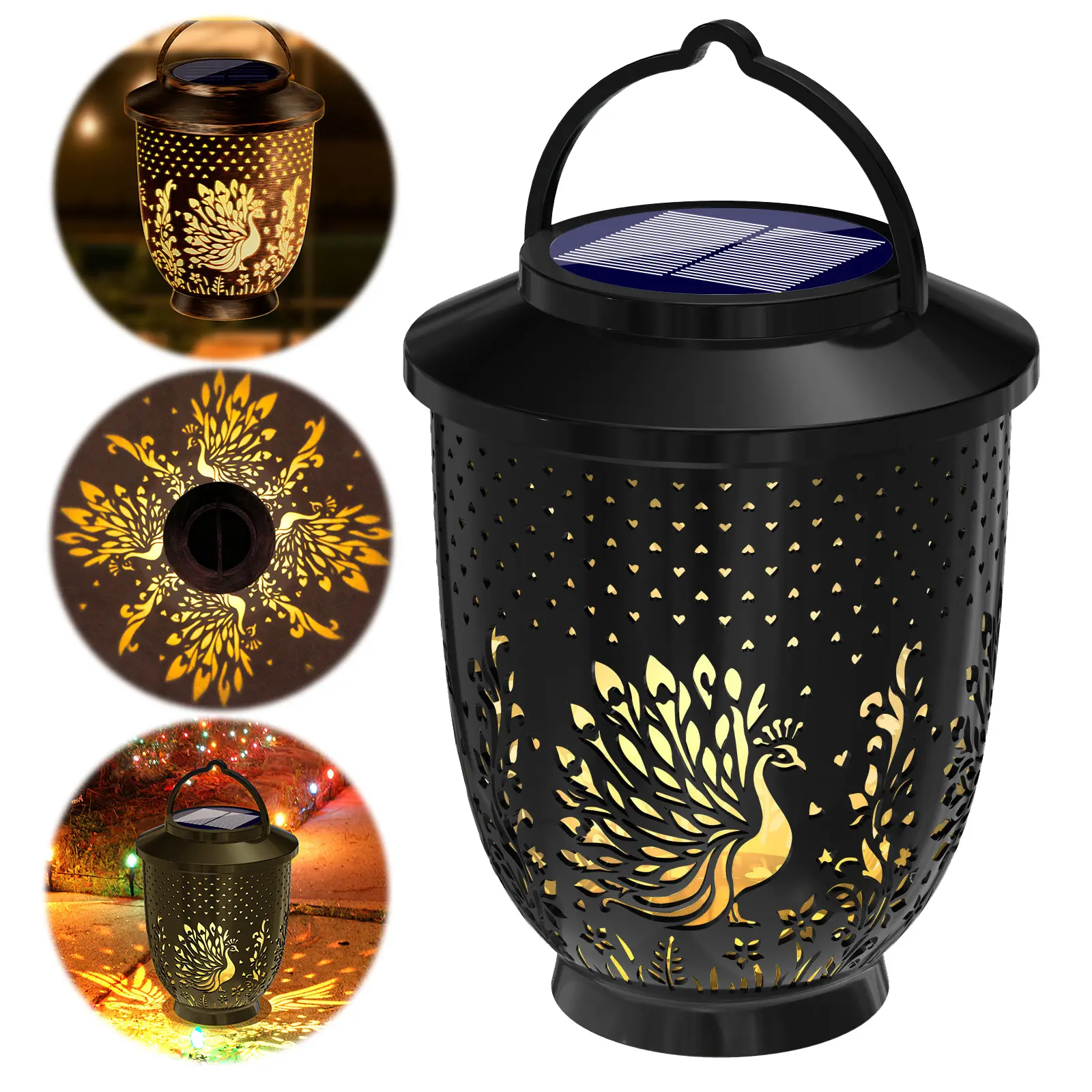 Solar Outdoor Animals Projection Light Waterproof Garden Hanging Lantern Projection Hanging Lamp for Garden Landscape Decoration