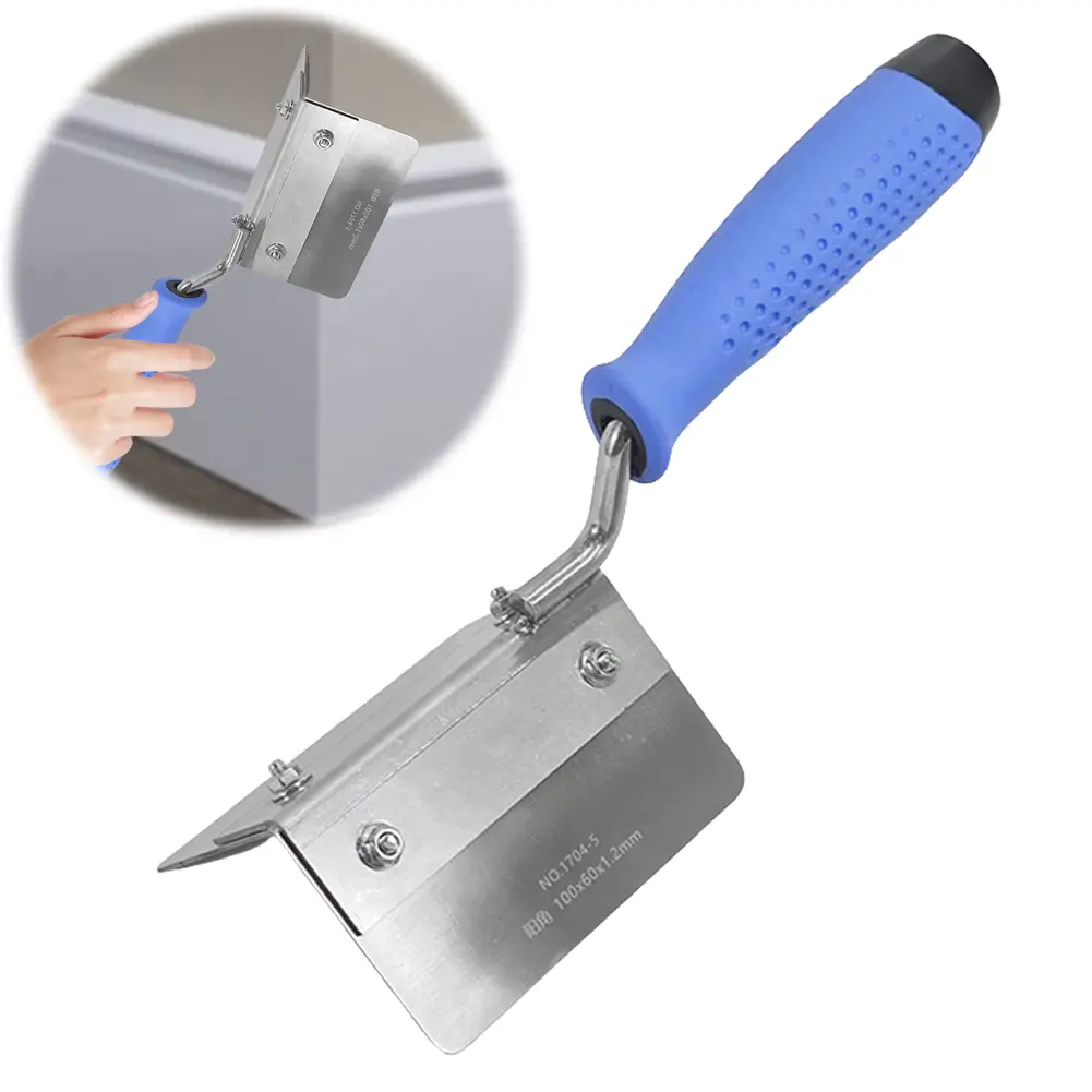 Stainless Steel Drywall Corner Trowel Internal/External Angle Corner Drywall Tool with Soft Grip Handle Corner Finishing Tools