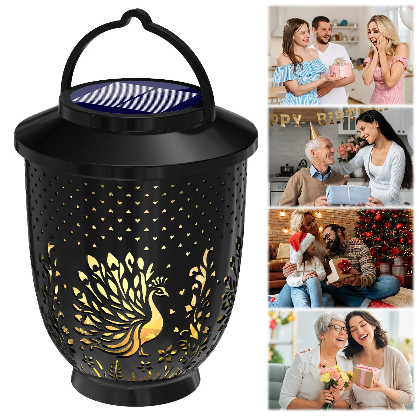 Solar Outdoor Animals Projection Light Waterproof Garden Hanging Lantern Projection Hanging Lamp for Garden Landscape Decoration