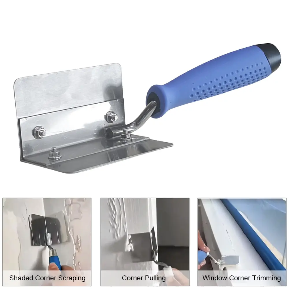 Stainless Steel Drywall Corner Trowel Internal/External Angle Corner Drywall Tool with Soft Grip Handle Corner Finishing Tools