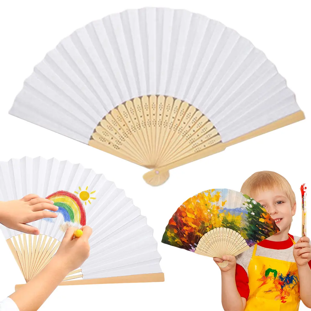 6/10/20 Pcs Bamboo Folding Fan Chinese Handheld Fan Folded Fan for DIY Decoration Wedding Dancing Party Summer