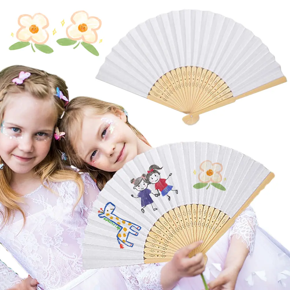 6/10/20 Pcs Bamboo Folding Fan Chinese Handheld Fan Folded Fan for DIY Decoration Wedding Dancing Party Summer
