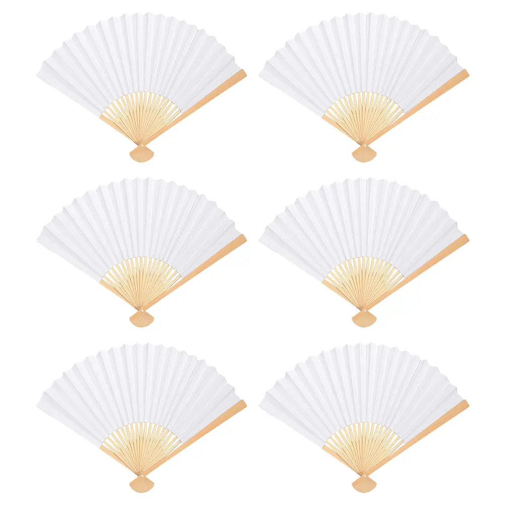 6/10/20 Pcs Bamboo Folding Fan Chinese Handheld Fan Folded Fan for DIY Decoration Wedding Dancing Party Summer