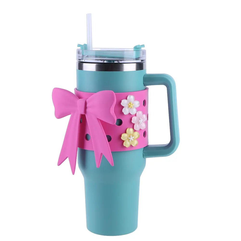 Silicone Cute Bow Water Cup Sleeve Bow Protective Sleeve Bow Protective Cover Bow Protection Case for 40oz Water Bottle