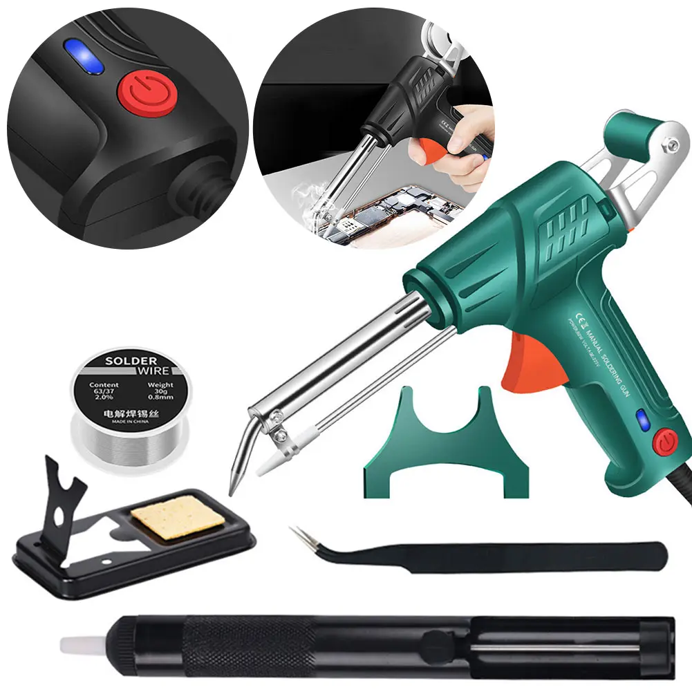 Soldering Iron Kit Solder Wire Desoldering Pump Tweezers Soldering Gun Kit Multi-Function Soldering Iron for Welding Repair