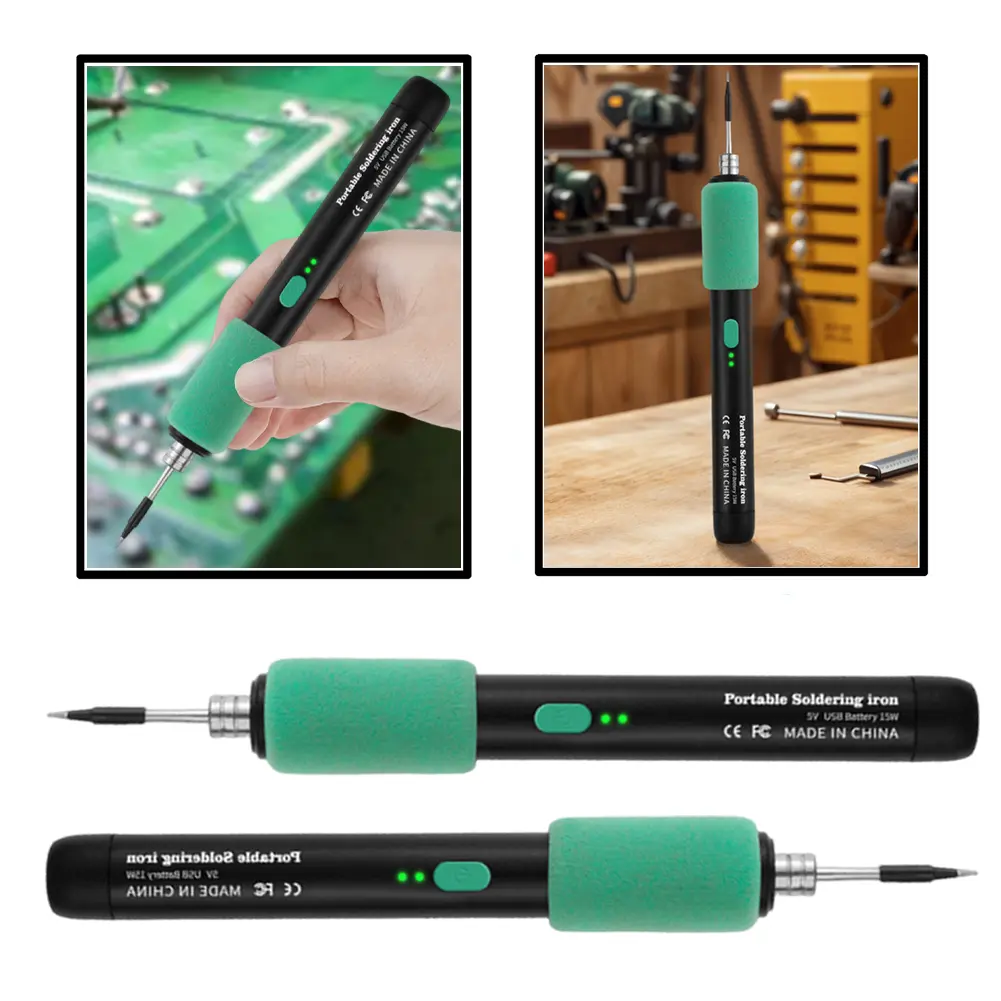 5V 15W Cordless Soldering Iron Kit USB Rechargeable Wireless Soldering Iron Temperature Adjustable Solder Welding Iron for Home