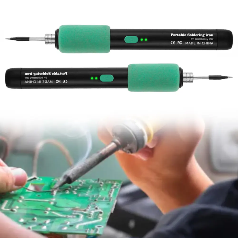 5V 15W Cordless Soldering Iron Kit USB Rechargeable Wireless Soldering Iron Temperature Adjustable Solder Welding Iron for Home