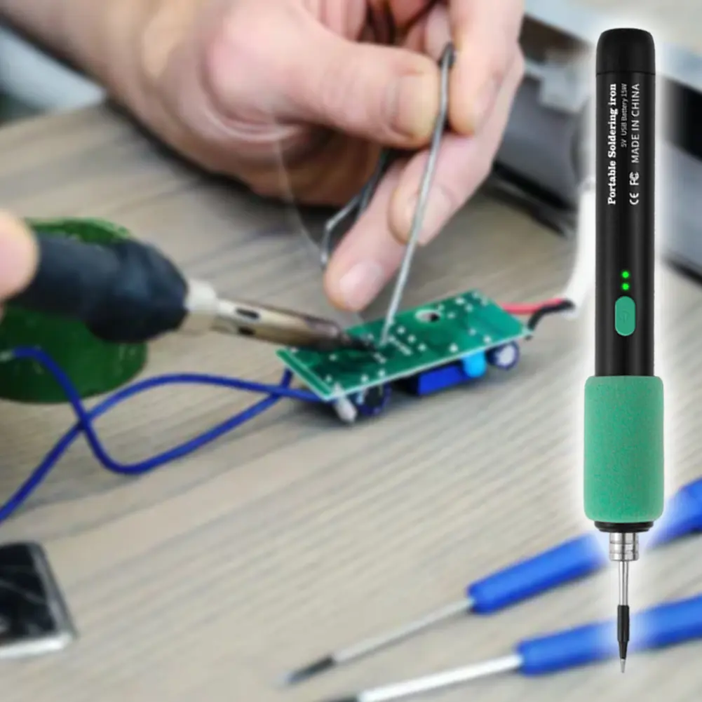 5V 15W Cordless Soldering Iron Kit USB Rechargeable Wireless Soldering Iron Temperature Adjustable Solder Welding Iron for Home