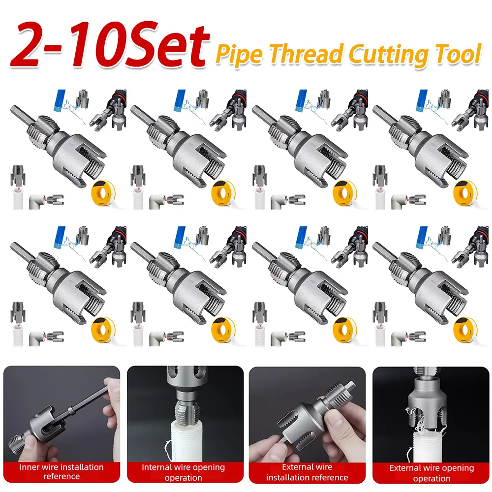 2-10Set Integrated Internal & External Pipe Threading Tool PVC Pipe Thread Cutting Tool PPR Water Pipe Opener Tap