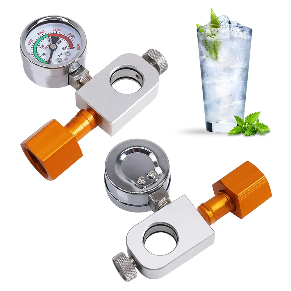 CO2 Refill Adapter with Pressure Gauge Soda Carbonator Refill Adapter Leakproof Carbonator Refill Fill Station for DUO/TERRA/ART