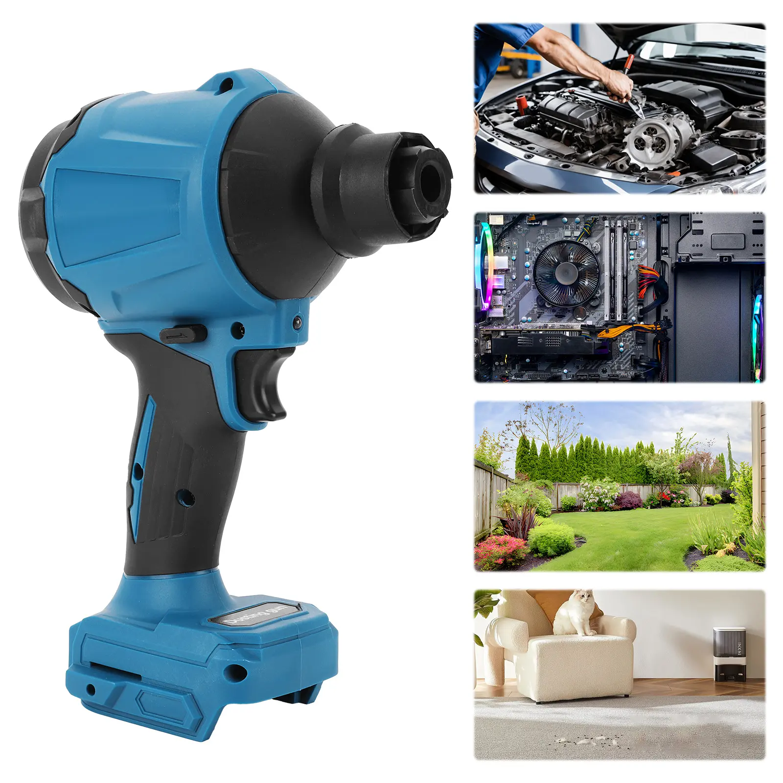 50000RPM Cordless Dust Blower with 7 Accessories Wireless Leaf Blower LED Light Handheld Inflator Cleaner for Makita 18V Battery