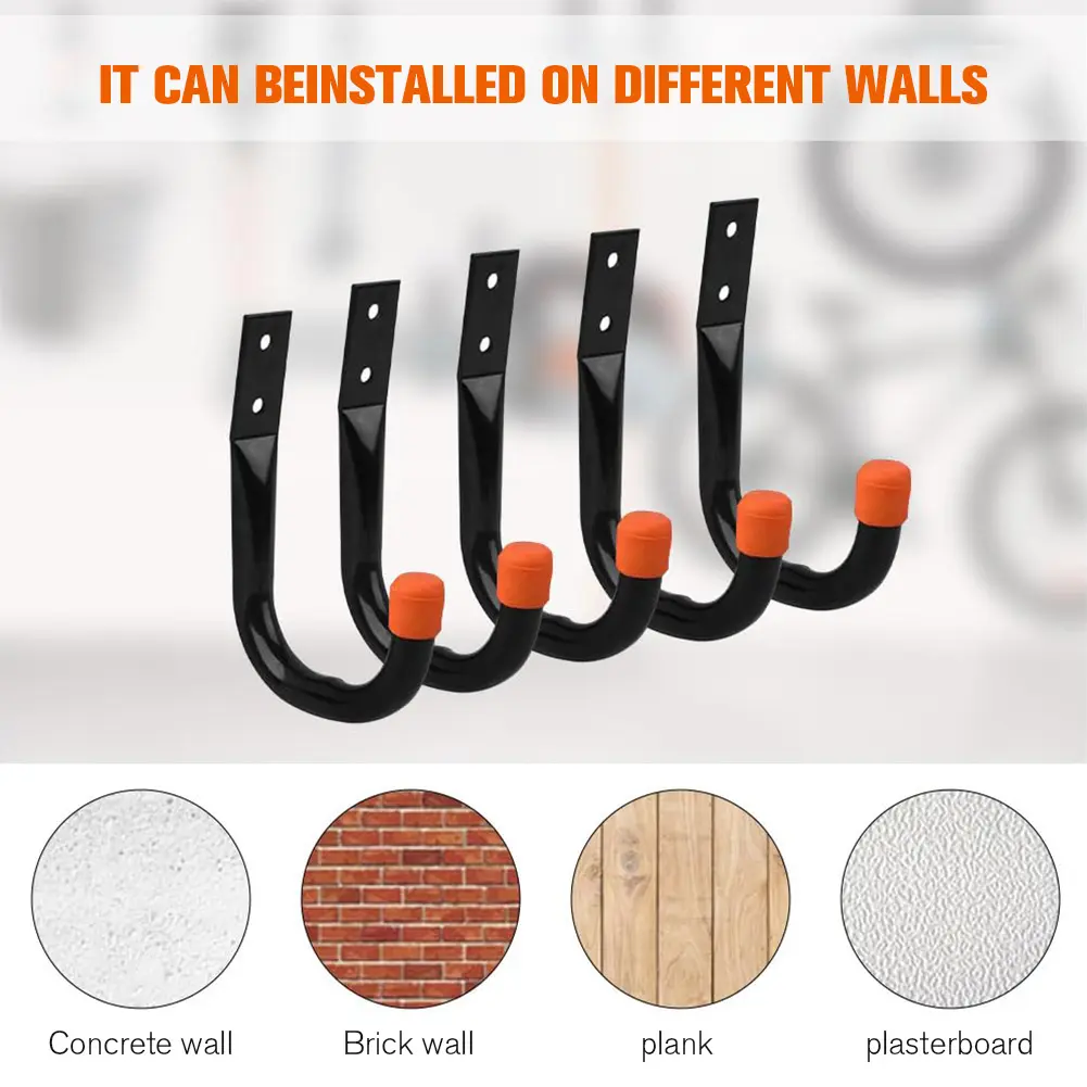6 Pack Bike Hook Heavy Duty Garage Hanger Hanging Wall Mount Hanger for Hanging Bike Ladder Garden Tool