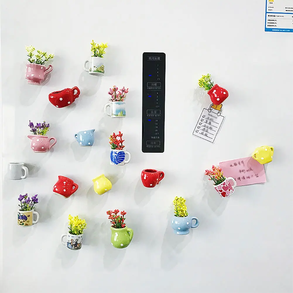 6PCS Mini Ceramic Vase Fridge Magnets Flower Vase Refrigerator Magnets Decorative Refrigerator Stickers for Fridge