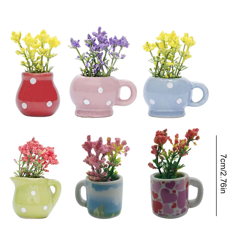 6PCS Mini Ceramic Vase Fridge Magnets Flower Vase Refrigerator Magnets Decorative Refrigerator Stickers for Fridge
