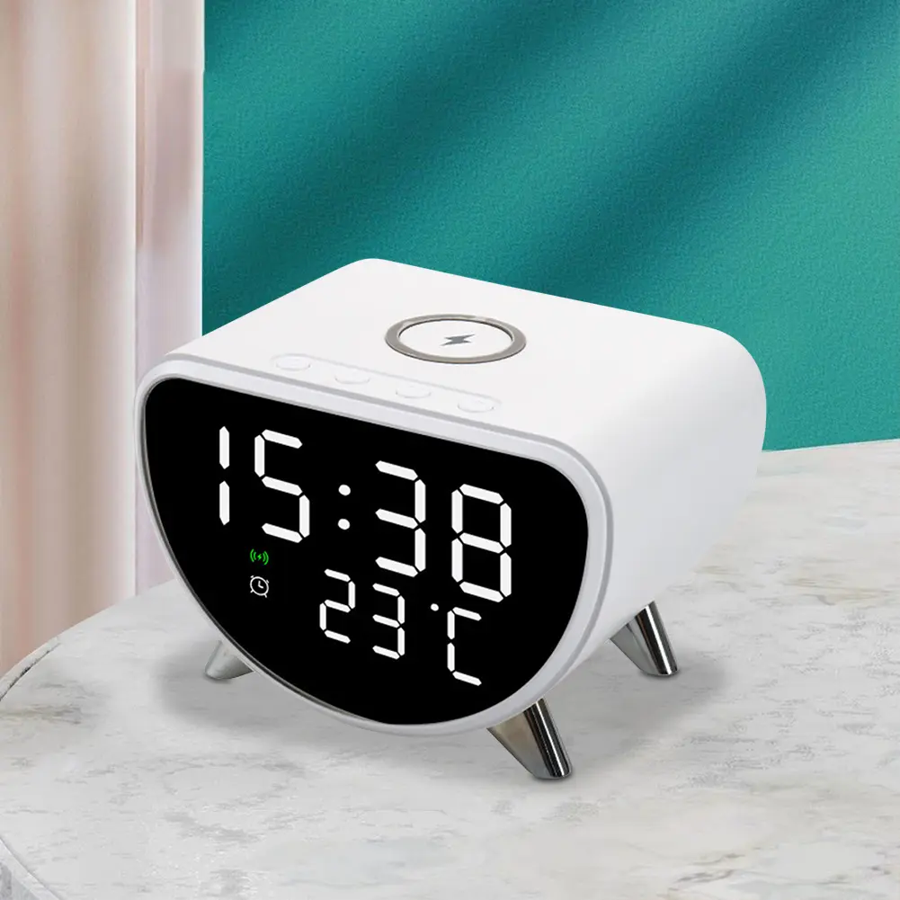 Sleep Timer with Wireless Charging with Temperature Meter 15W Fast Wireless Charger Station for Bedrooms