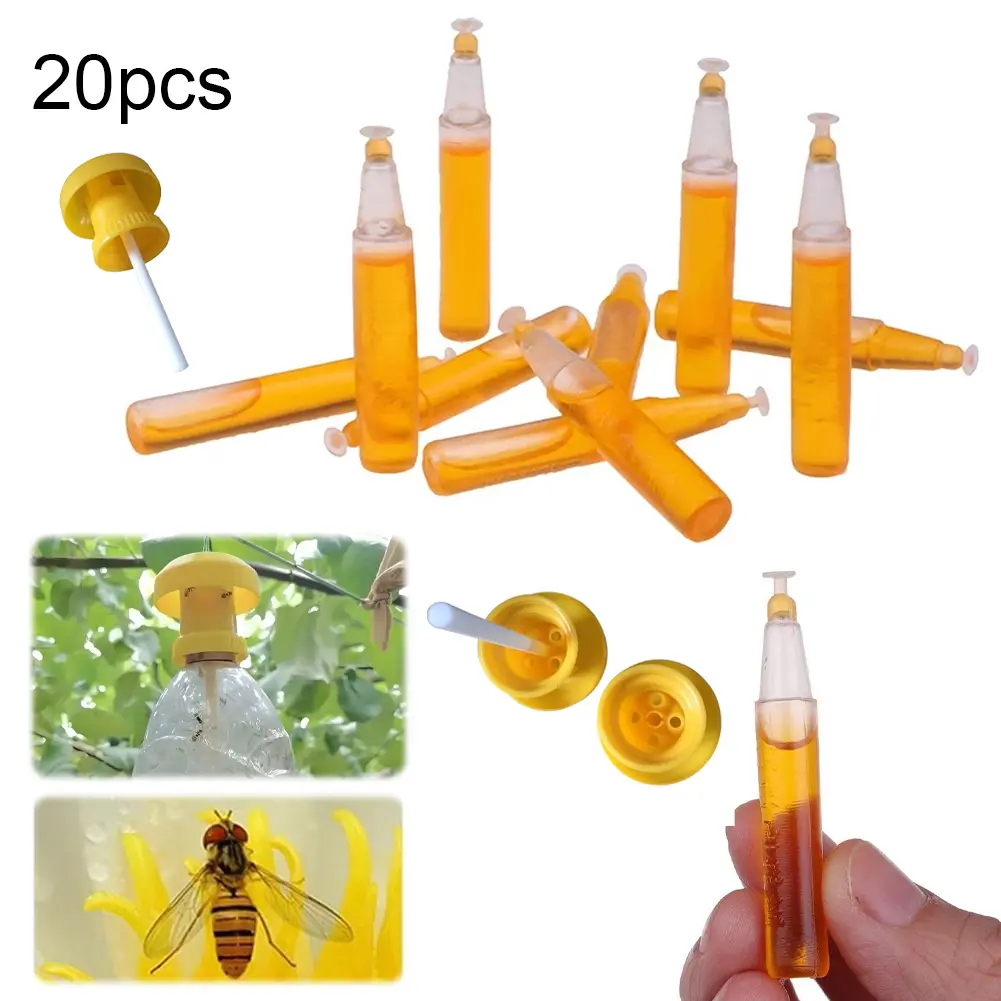 20Pcs Fruit Fly Traps with Fly Attractant Liquid Plastic Fruit Fly Killer Reusable for Courtyard Terrace Patio Pest Control