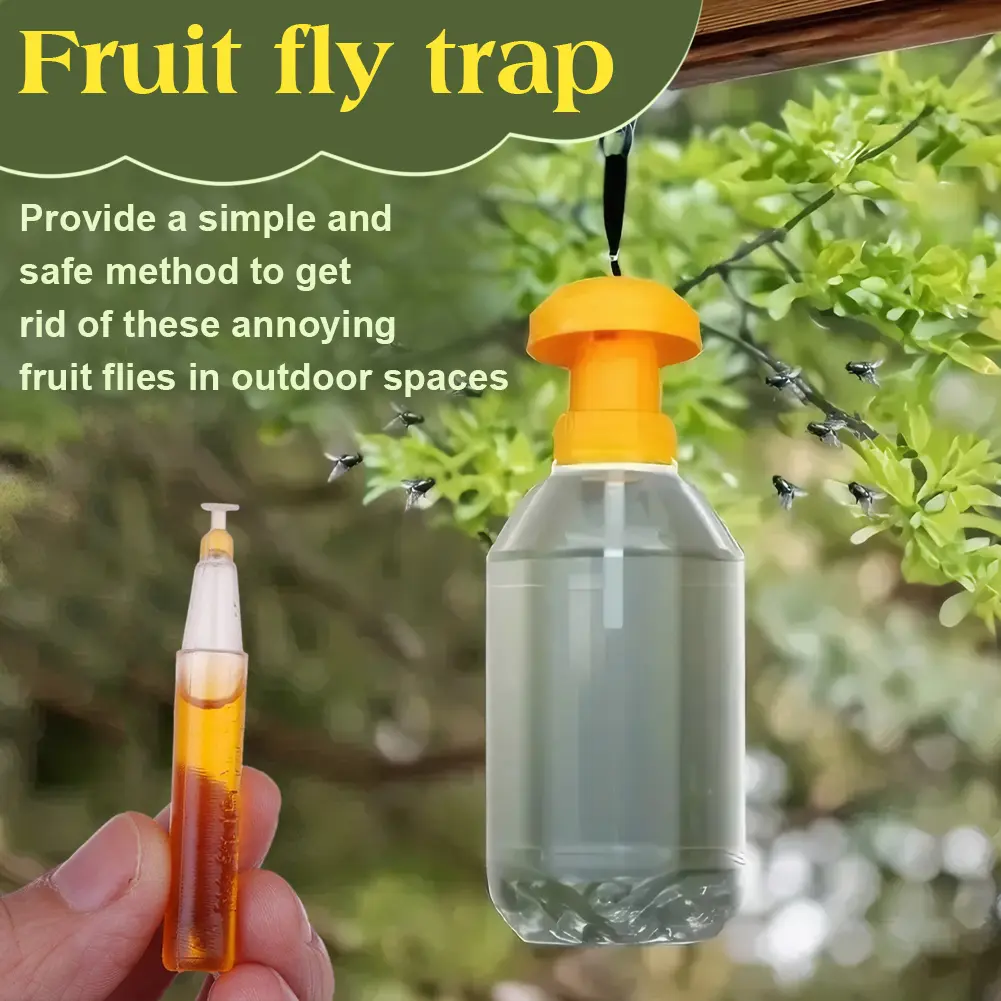 20Pcs Fruit Fly Traps with Fly Attractant Liquid Plastic Fruit Fly Killer Reusable for Courtyard Terrace Patio Pest Control