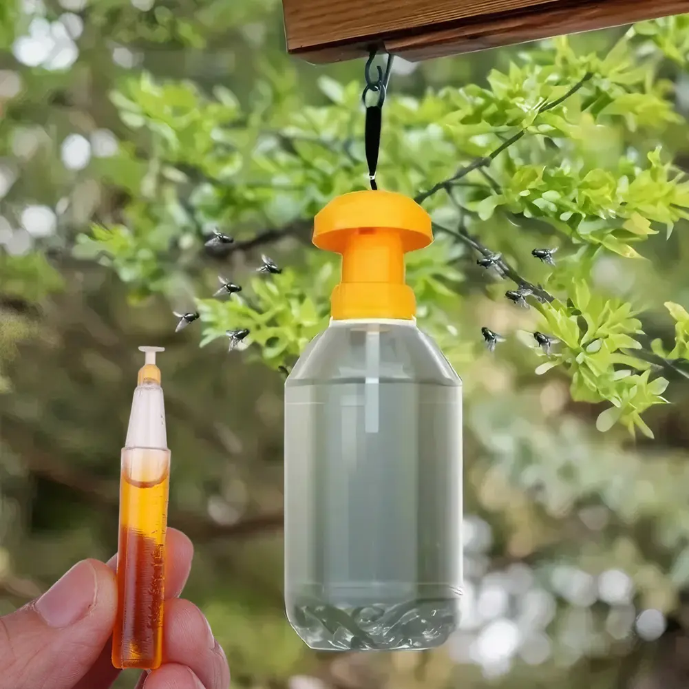 20Pcs Fruit Fly Traps with Fly Attractant Liquid Plastic Fruit Fly Killer Reusable for Courtyard Terrace Patio Pest Control