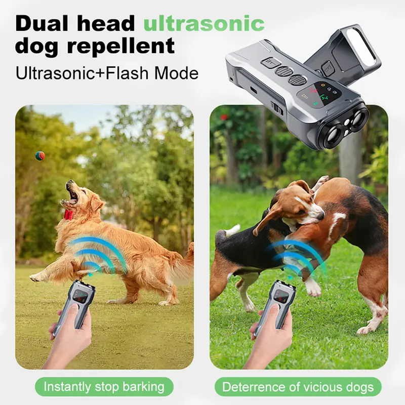 Double Head Dog Repeller High Power Anti Barking Training Device Type-C Rechargable Dog Repellent Ultrasound Device for Pet Gift