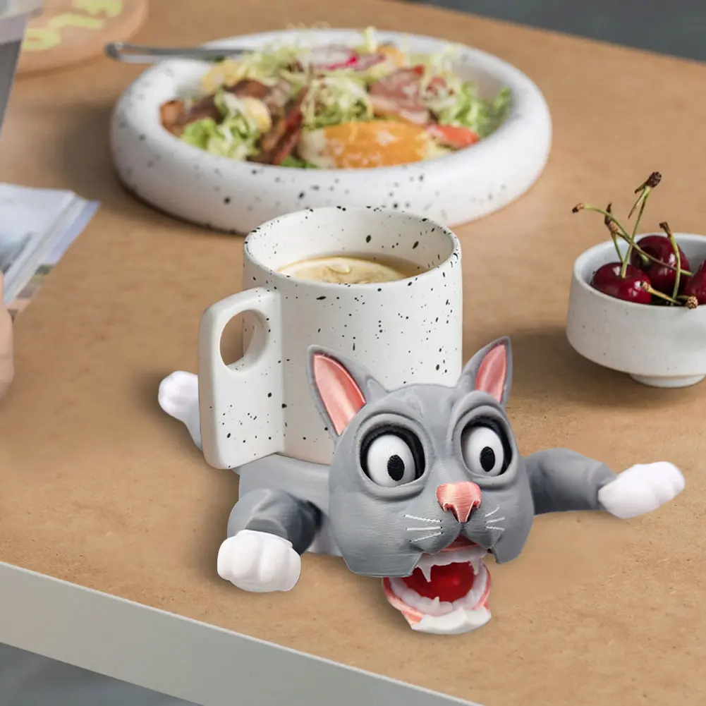 Creative 3D Printed Cat Coasters Funny Panicked Cat Cup Pad Tea Mug Coffee Drinks Holder for Home Decor