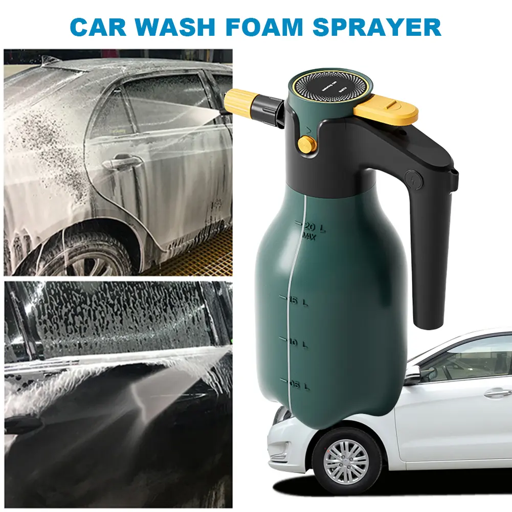 2L Electric Car Wash Spray Bottle Adjustable Car Wash Foam Sprayer Handheld Electric Foam Sprayer for Car Wash Home Cleaning