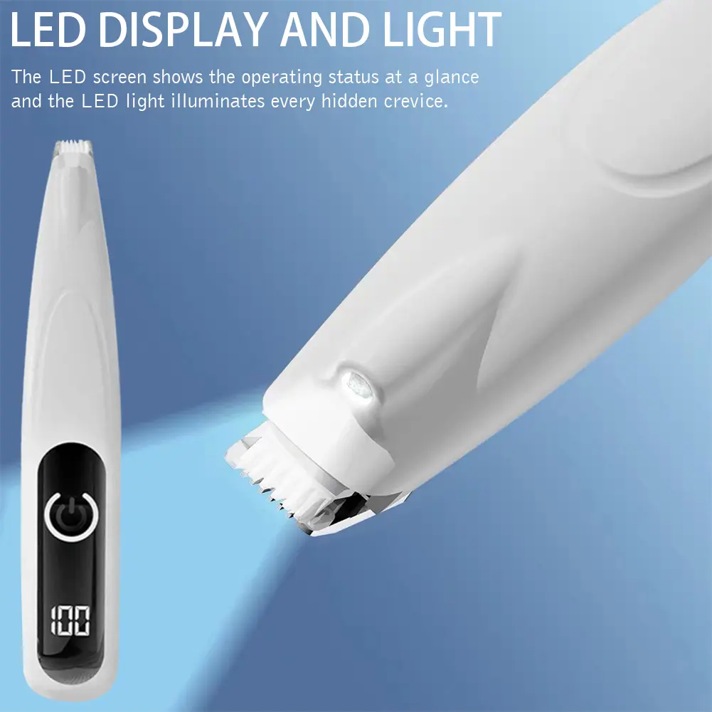 Pet Shaver with LED Light Dog Hair Trimmer Rechargeable Dog Clippers Cordless for Dogs Cats Trimming Around Paws Ears Face Rump