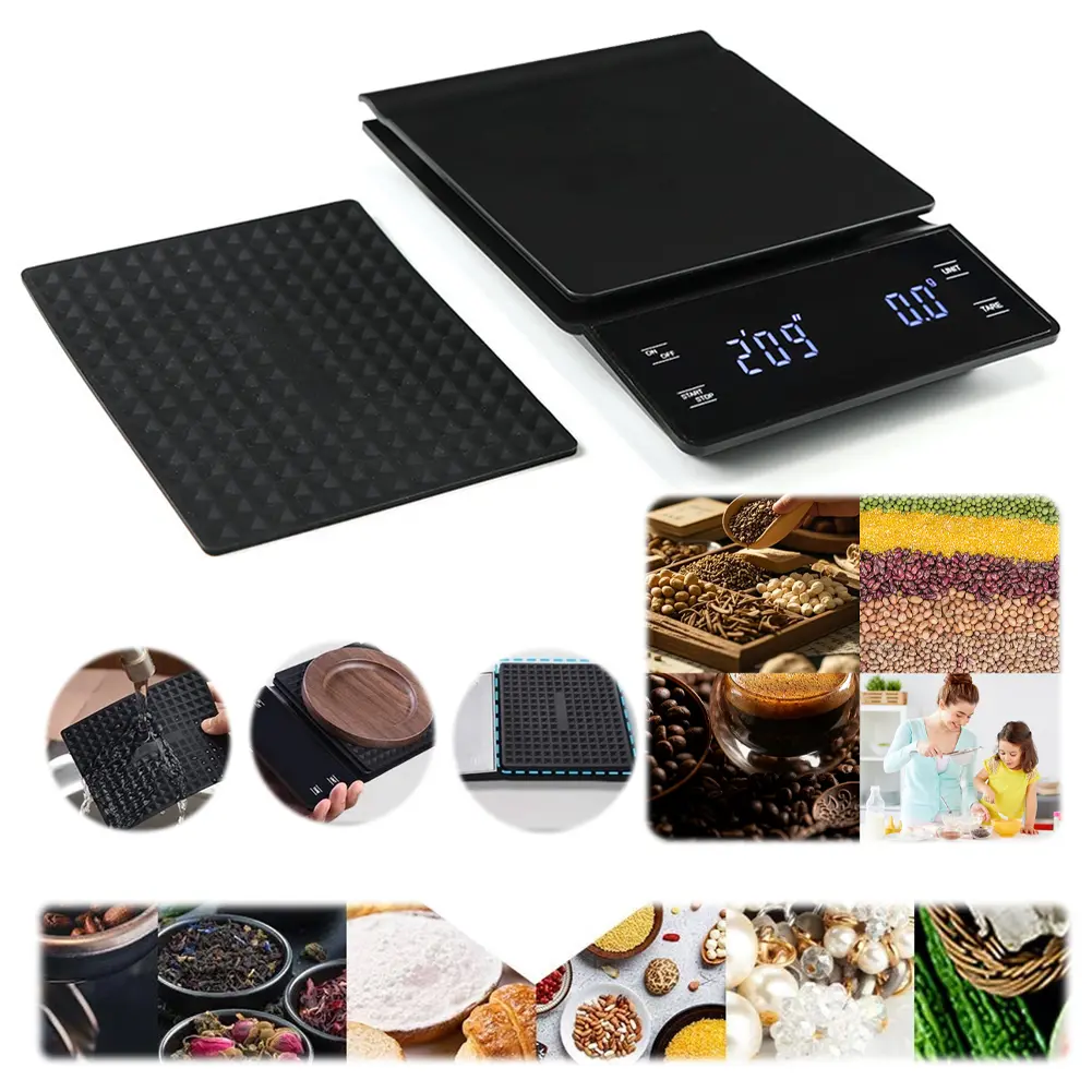 Digital Coffee Scale with Timer 3kg/0.1g Pour Over Drip Espresso Scale Back-Lit LCD Display Electronic Scale Mini Coffee Scale