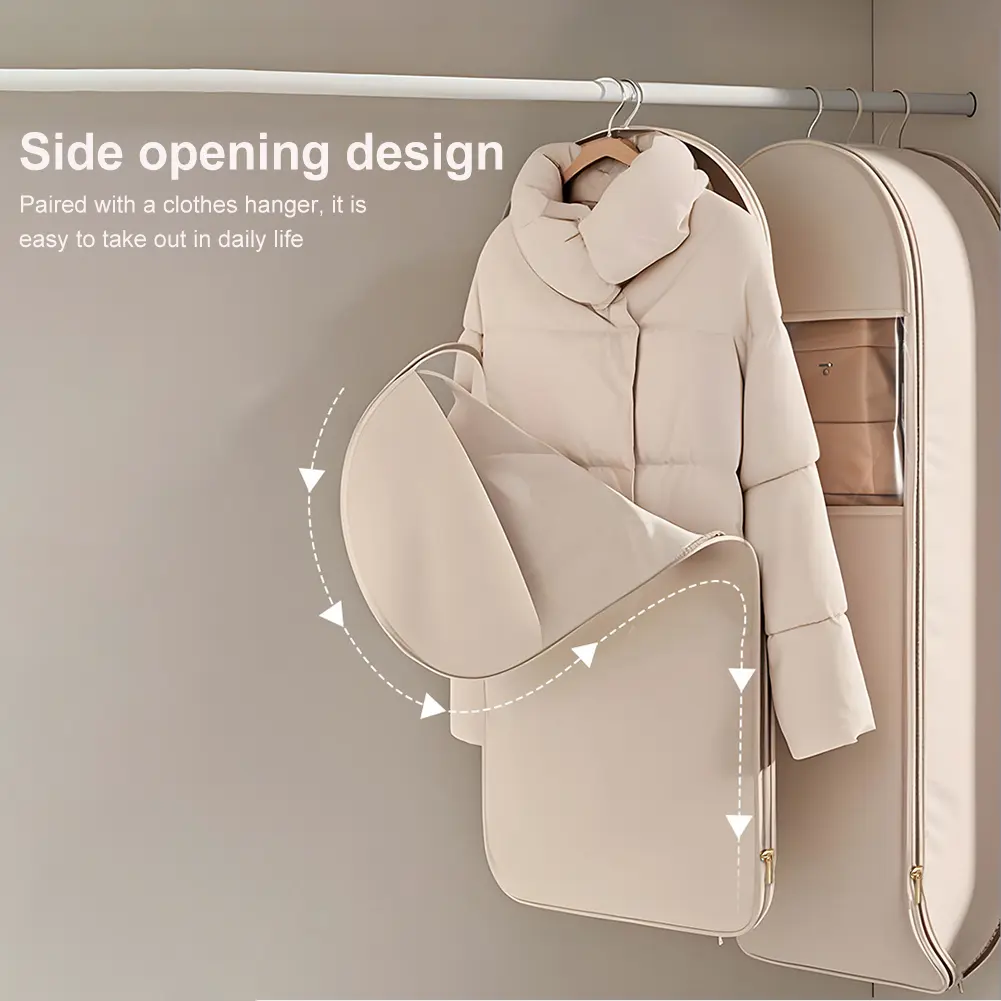 Space Saving Hanging Garment Bag Transparent Visibility Coat Storage Bag Down Coat Compression Dust Cover for Closet Storage