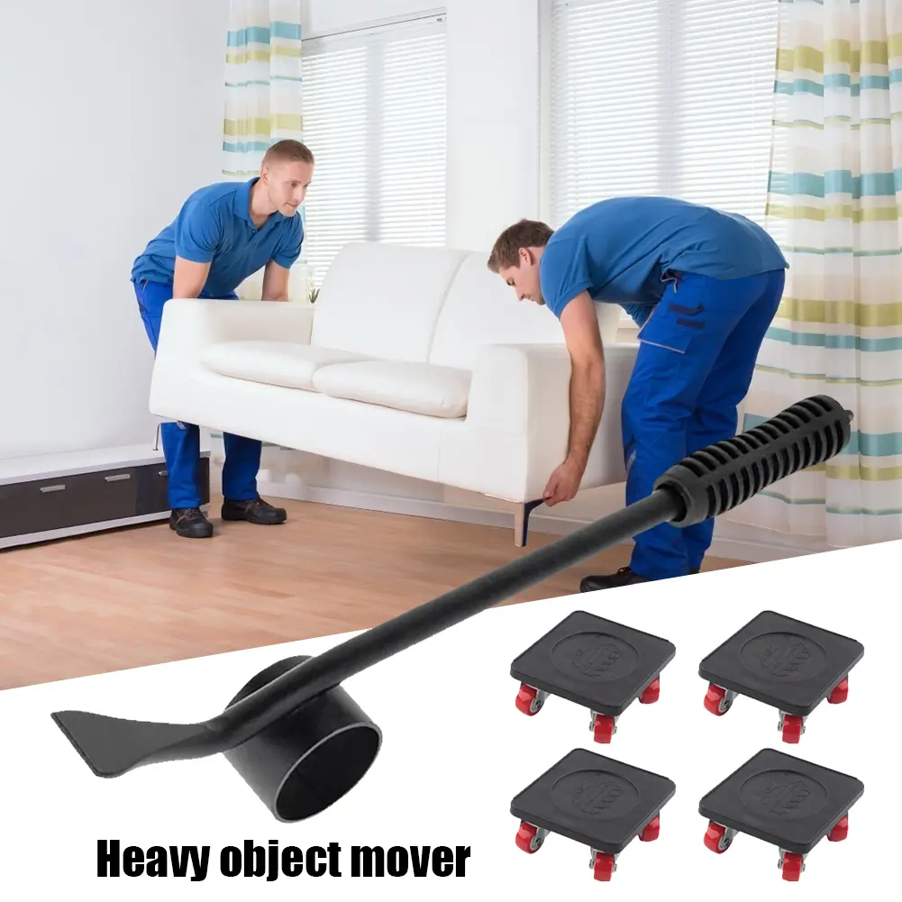 5x Universal Heavy Stuffs Moving Wheel Bar Set Furniture Sofa Bookcase Table Transport Lifter Max Up for 400kg