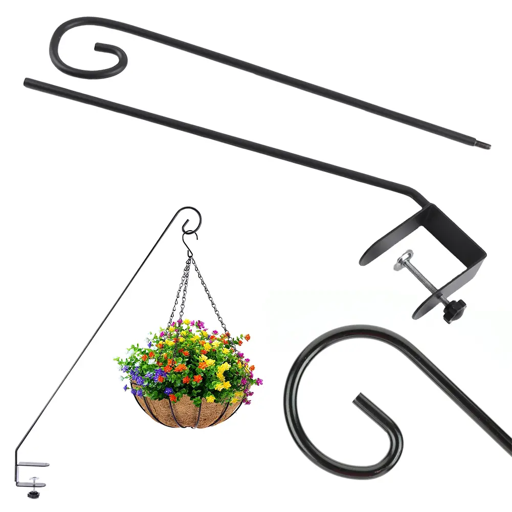 Heavy Duty Deck Hook Horizontal Clamp 80cm Bird Feeder Hanger Hook Multi-Function Extended Plant Hanger for Garden Balcony