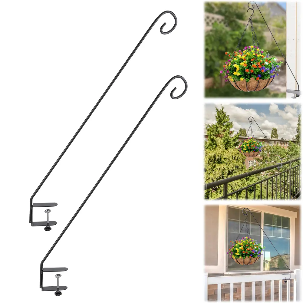 Heavy Duty Deck Hook Horizontal Clamp 80cm Bird Feeder Hanger Hook Multi-Function Extended Plant Hanger for Garden Balcony