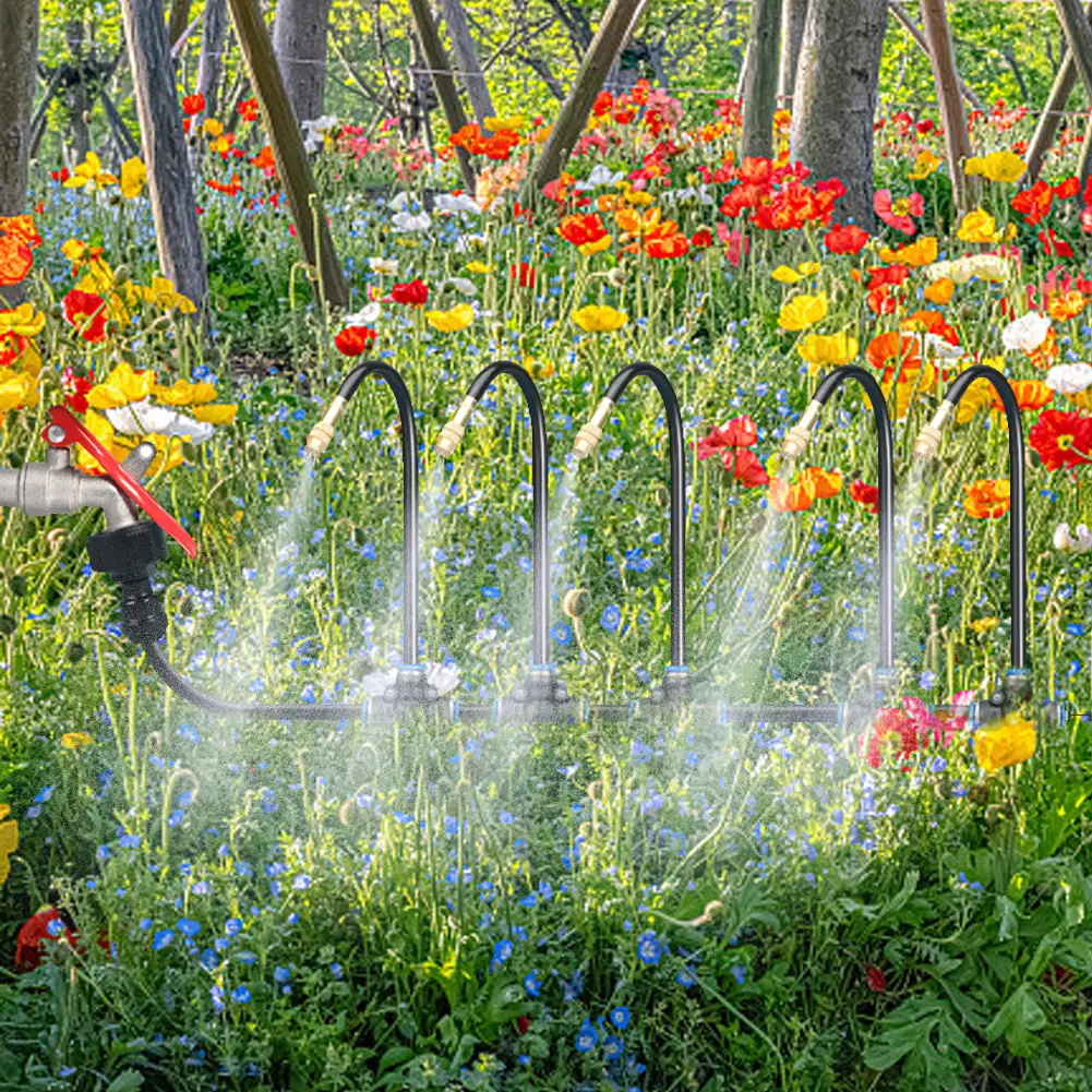 Adjustable Garden Watering System 360-degree Bending Dropper Drip Irrigation System for Landscape Flower Bed & Patio Plants