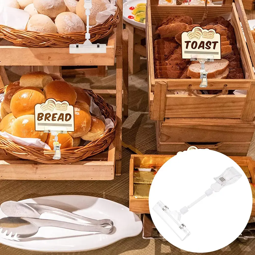 25 Pcs Plastic Swivel Price Signs Clip Clear Double Head Display Clips Price Rack Shelf Clips for Retail Rack Baskets Or Cards