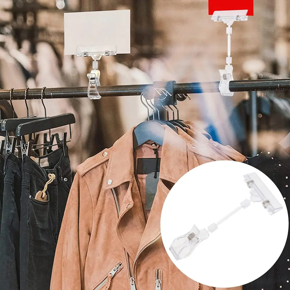 25 Pcs Plastic Swivel Price Signs Clip Clear Double Head Display Clips Price Rack Shelf Clips for Retail Rack Baskets Or Cards