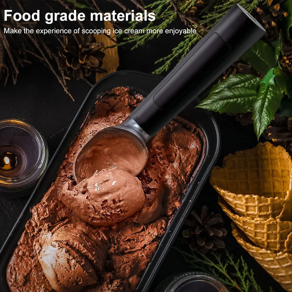 Heated Ice Cream Scoop Rechargeable Electric Ice Cream Scoop with LED Display Easy for Seniors & Kids