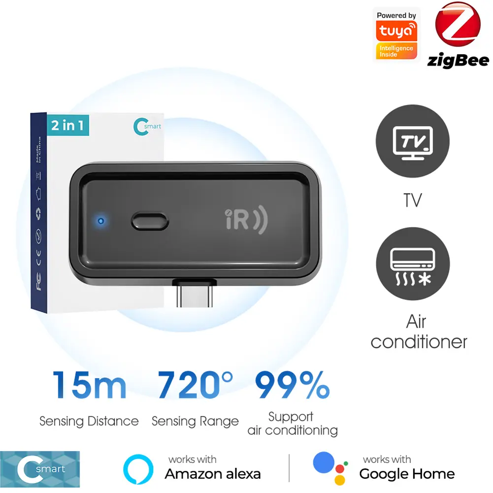 For Zigbee Infrared Universal Remote Controller Compatible with Alexa & Google Home IR Remote Voice Control for Smart Home