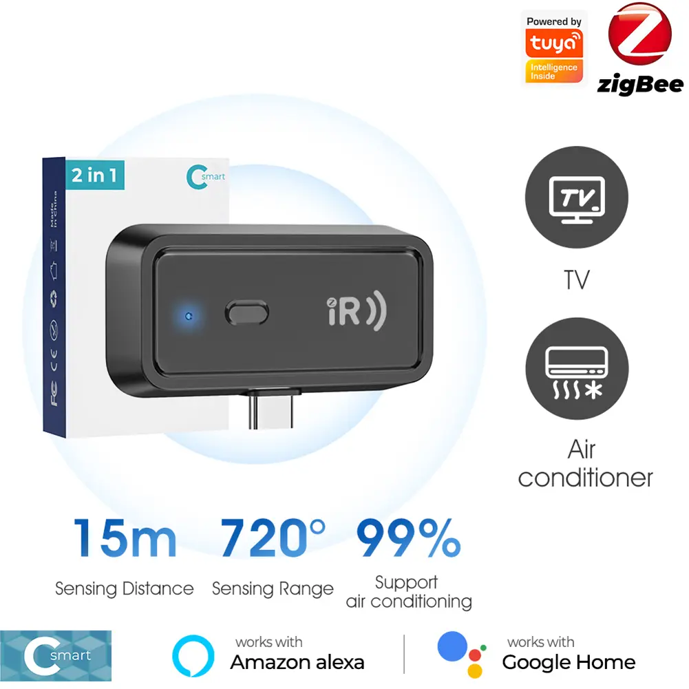 For Zigbee Infrared Universal Remote Controller Compatible with Alexa & Google Home IR Remote Voice Control for Smart Home