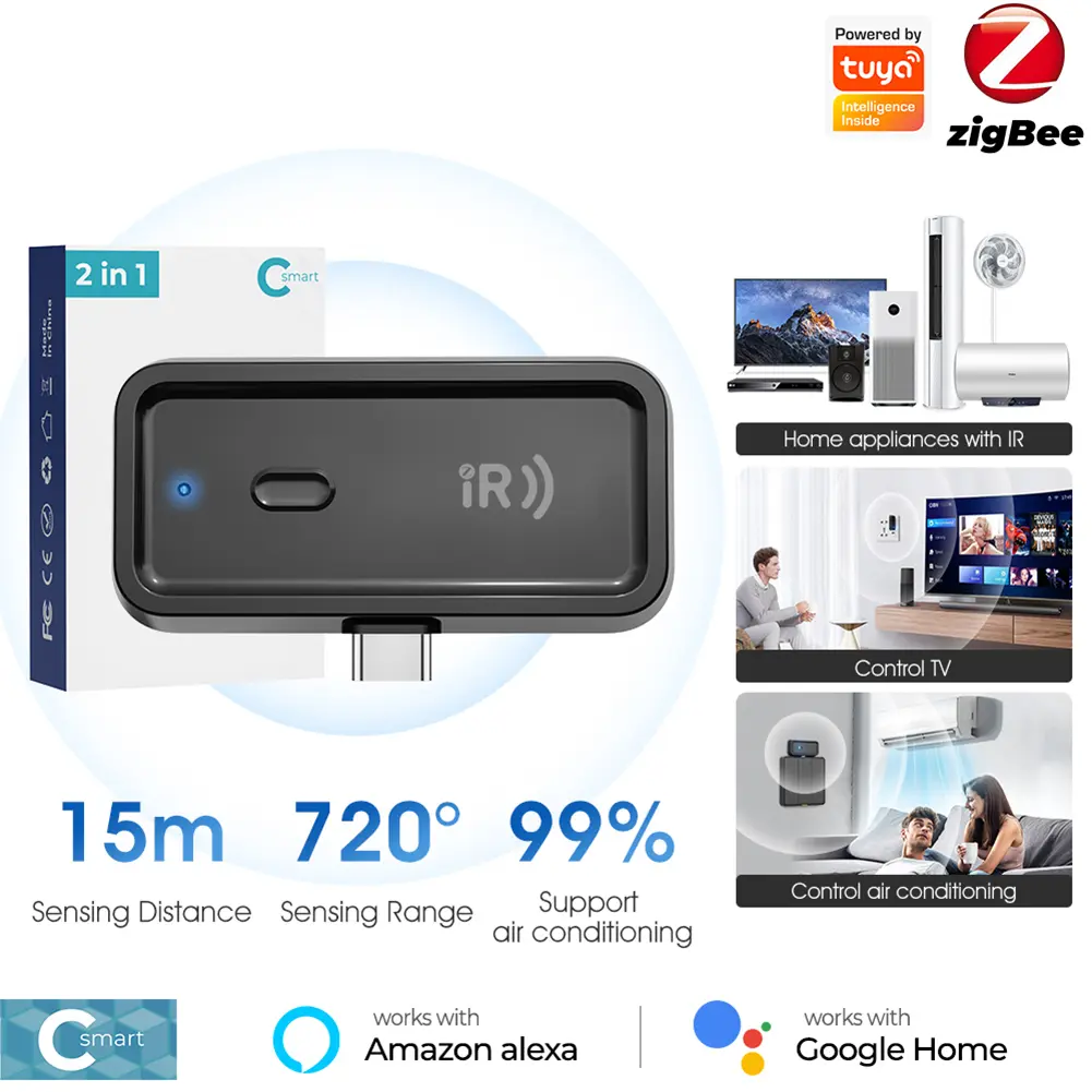 For Zigbee Infrared Universal Remote Controller Compatible with Alexa & Google Home IR Remote Voice Control for Smart Home