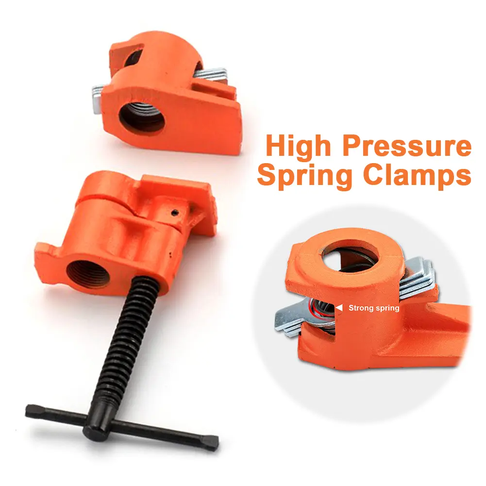3/4in Wood Gluing Pipe Clamp Set Water Pipe Splice Clamp Ergonomic Quick Release Pipe Clamp Tools Multifunctional for Woodworker