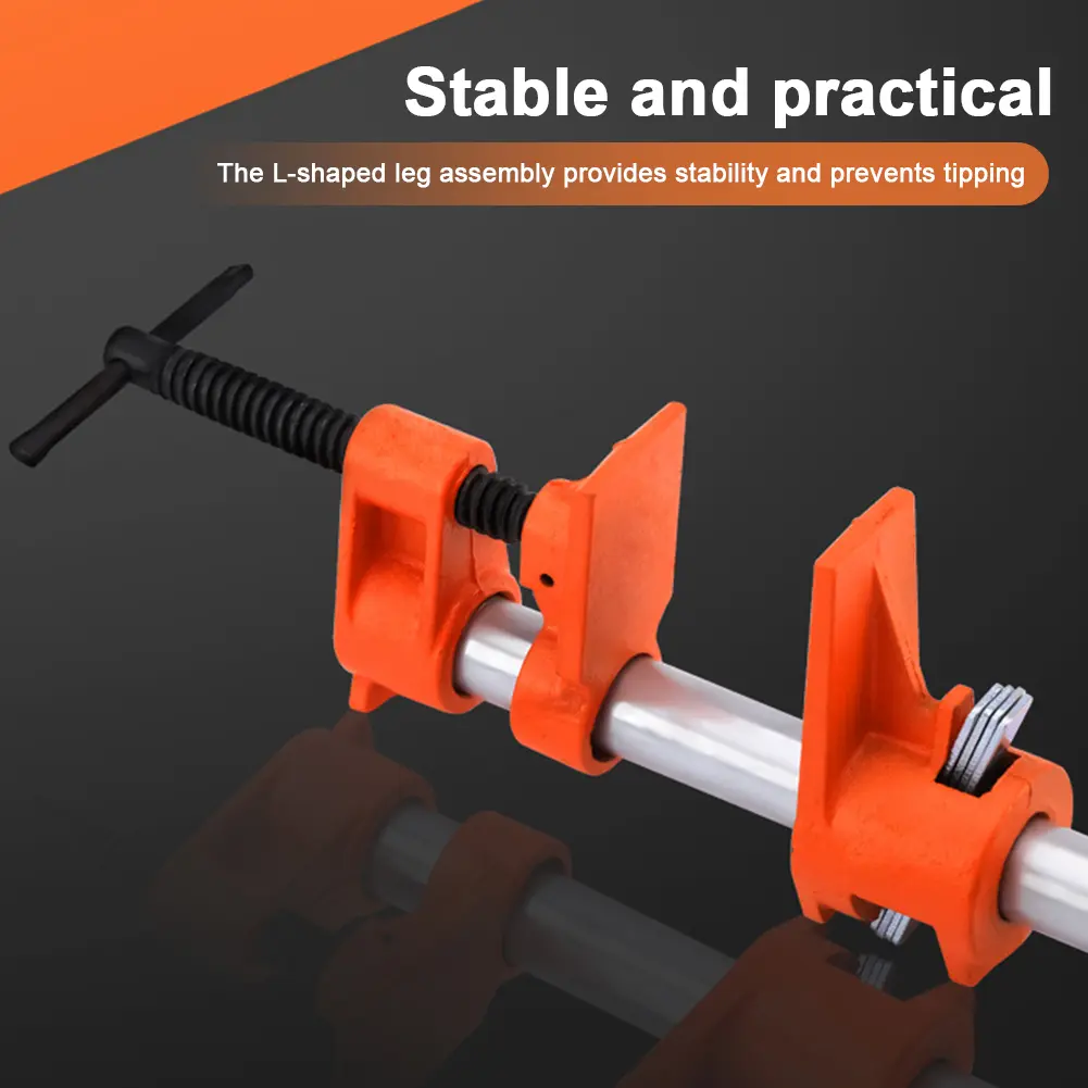 3/4in Wood Gluing Pipe Clamp Set Water Pipe Splice Clamp Ergonomic Quick Release Pipe Clamp Tools Multifunctional for Woodworker