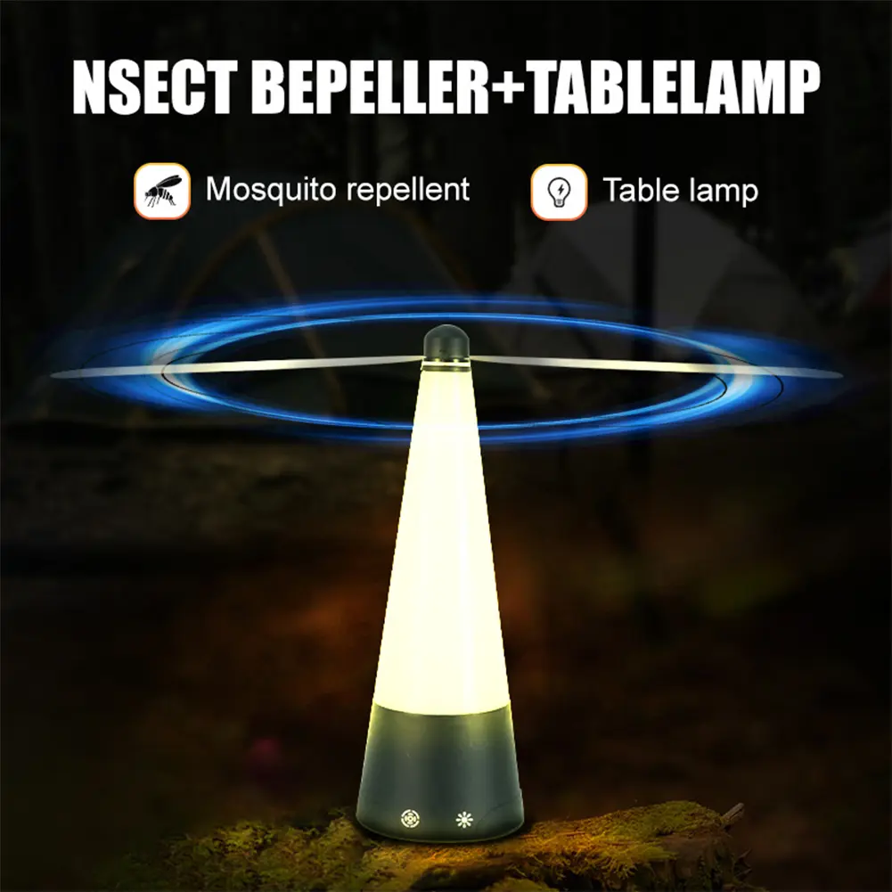 Fly Repellent Fan with LED Light USB Rechargeable Electric Fly Repeller Battery Powered Pest Control Fan for BBQ Picnic Parties