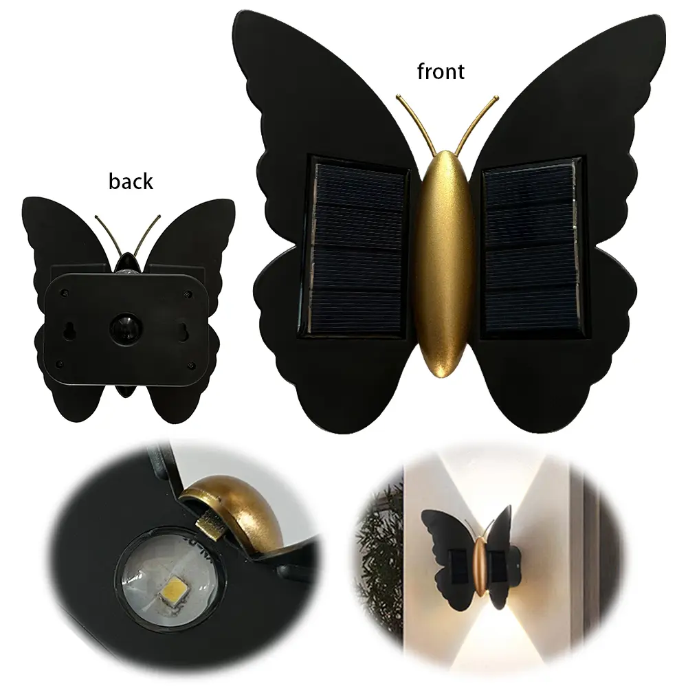 Butterfly Solar Wall Light Solar Powered Wall Light Motion Sensor Decorative Porch Light IP65 Waterproof for Garden Yard Hallway
