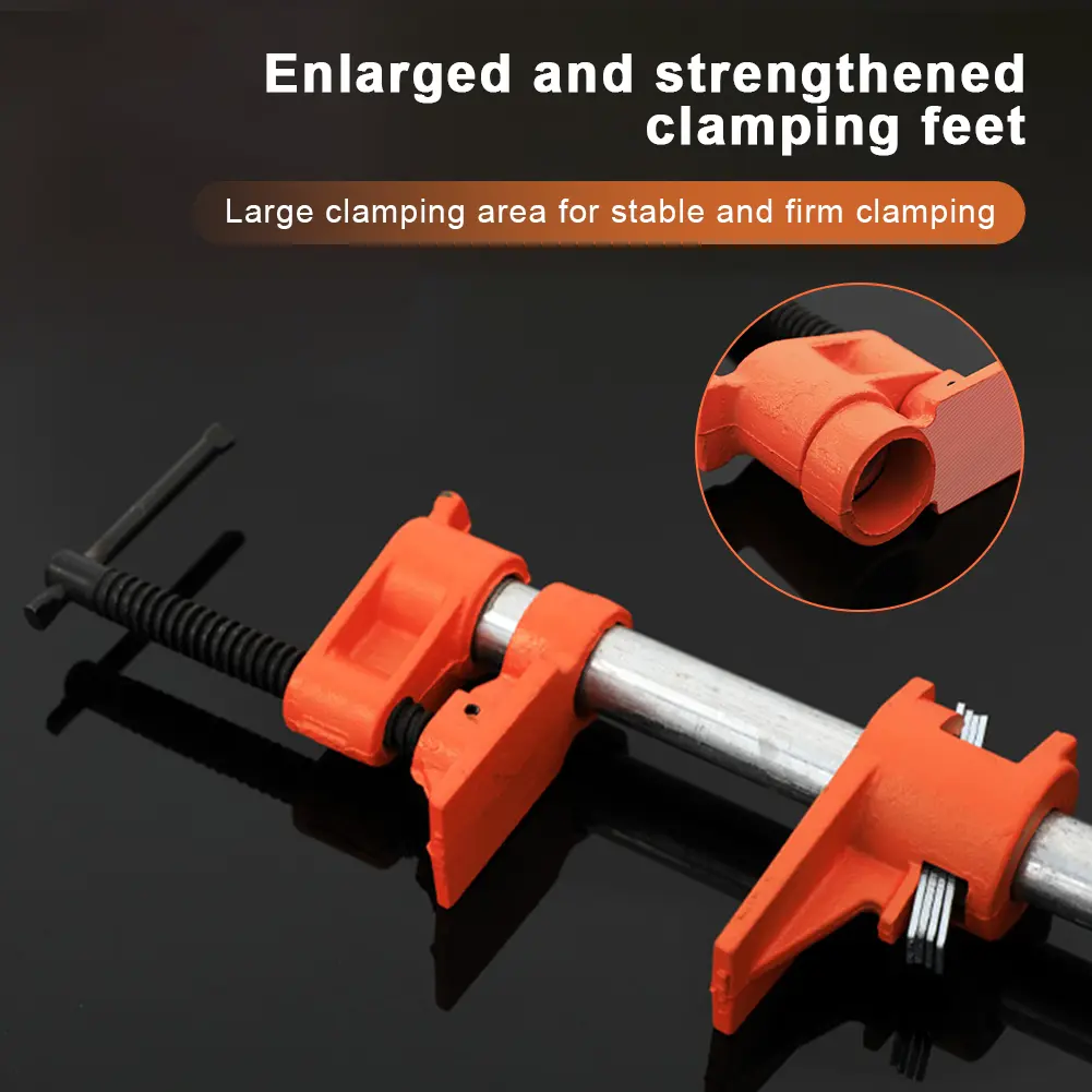 3/4in Wood Gluing Pipe Clamp Set Water Pipe Splice Clamp Ergonomic Quick Release Pipe Clamp Tools Multifunctional for Woodworker
